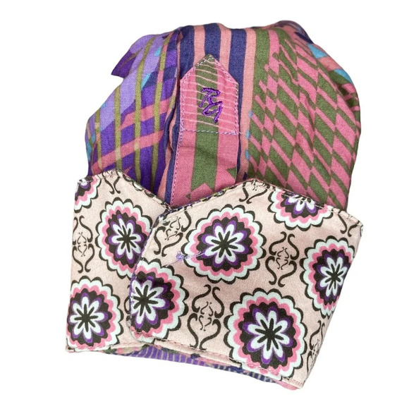 ROBERT GRAHAM Abstract Striped Button Up Shirt Women’s Size Large Purple Pink - Picture 7 of 13